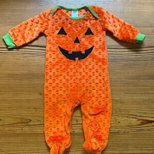 Baby Starters orange Halloween pumpkin popcorn bodysuit SIZE 6M